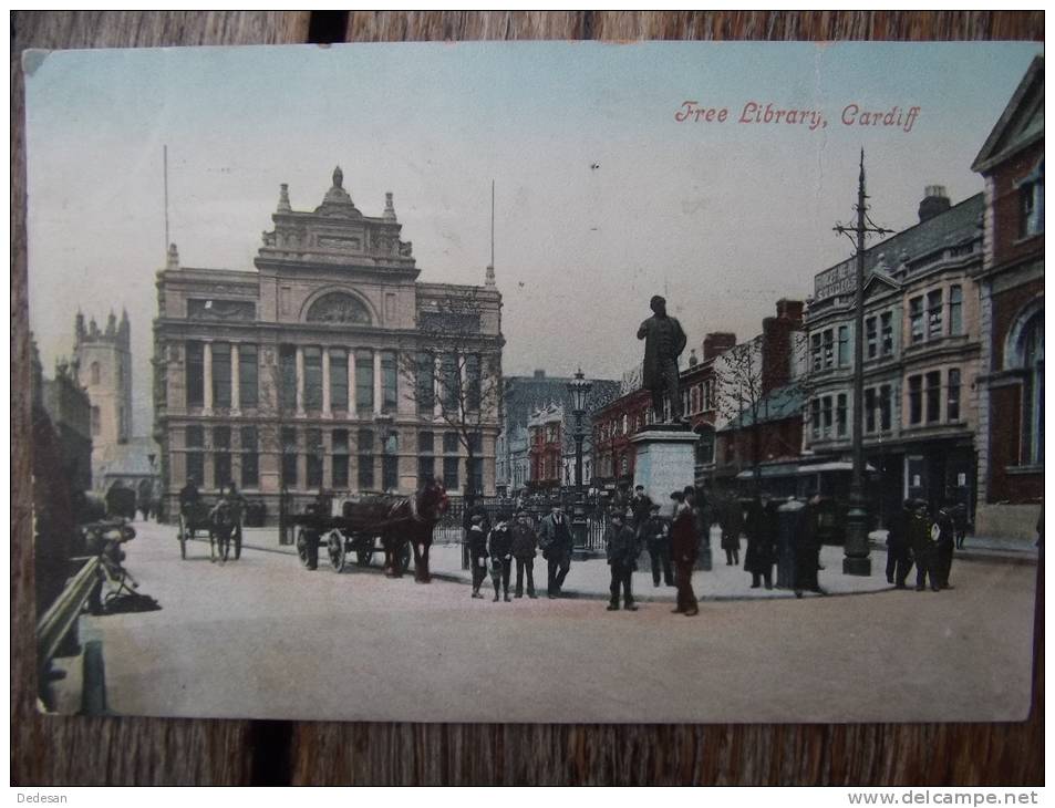 CPA Free Library Cardiff - Animé 1907 - MU - Glamorgan