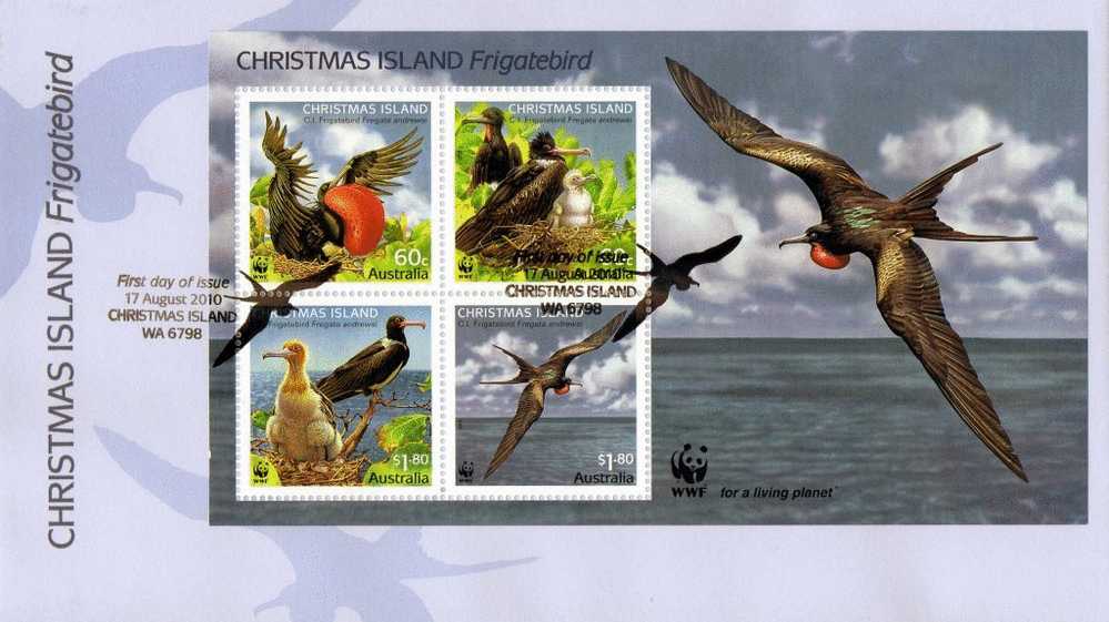 Christmas Island 2010 Frigatebird Souvenir Sheet FDC - Christmas Island