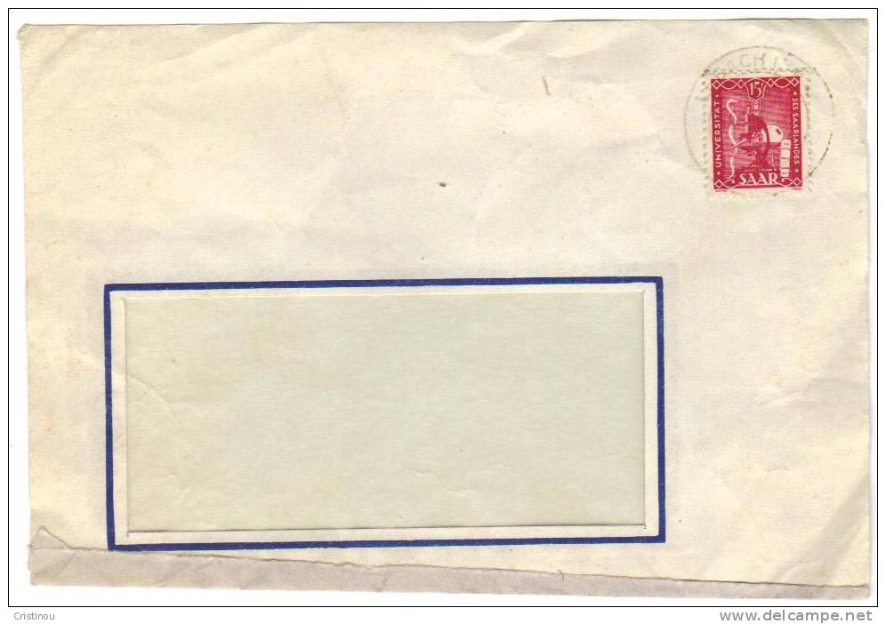 SARRE Timbre 1949 Enveloppe Fenêtre - Storia Postale