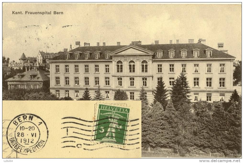 AK  Bern - Kant. Frauenspital  Mit Versuchsflagge          1912 - Storia Postale