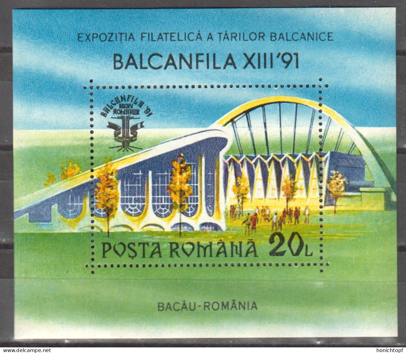 Rumänien; 1991; Michel 4677 Block 264 **; 20 L Balkanfila Bacau; Bild1 - Unused Stamps