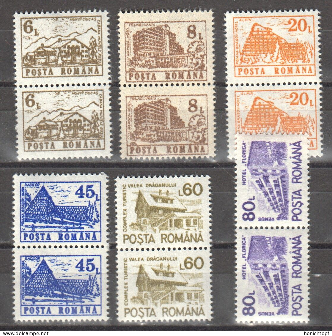 Rumänien; 1991; Michel 4710/5 **; Hotels Und Herbergen, Doppelt - Unused Stamps
