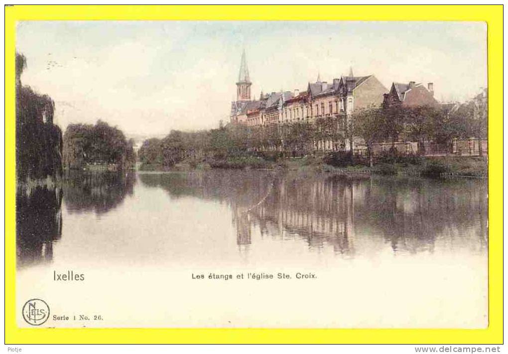 * Elsene - Ixelles (Brussel - Bruxelles) * (Nels, Série 1, Nr 26) Les étangs Et L'église Ste Croix, Old Cpa, Couleur - Elsene - Ixelles