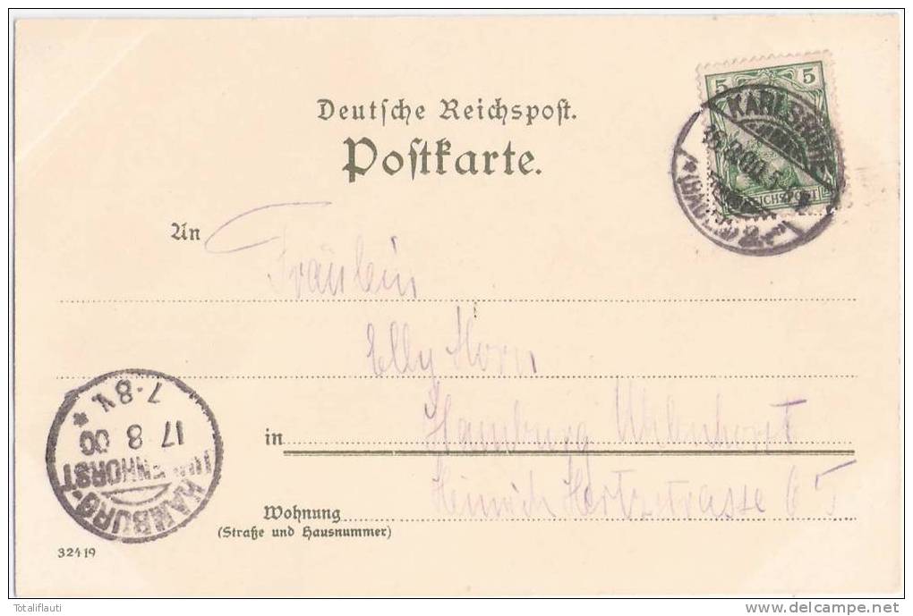 Karlsruhe Großherzogliches Palais Veltens Künstlerkarte No 31 VerlagSchmidt Staub & Co Nürnberg 16.8.1900 Gelaufen - Karlsruhe