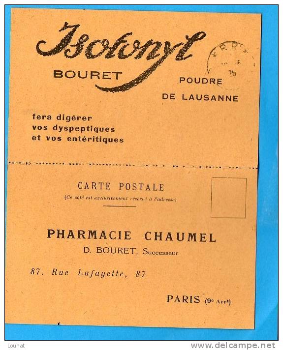 Pharmacie CHAUMEL - D.BOURET - PARIS (9ème) - Santé - ISOTONYL  BOURET - Poudre De Lausane - Salute