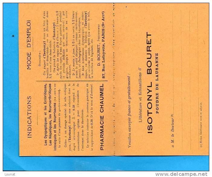 Pharmacie CHAUMEL - D.BOURET - PARIS (9ème) - Santé - ISOTONYL  BOURET - Poudre De Lausane - Gesundheit