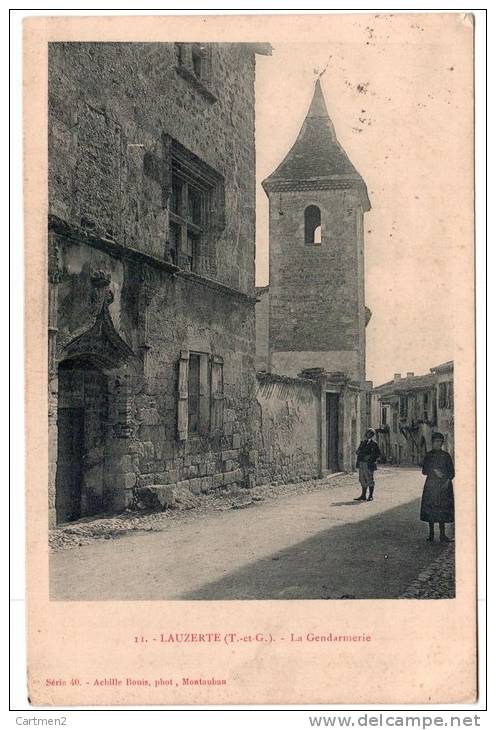 LAUZERTE LA GENDARMERIE + TIMBRE VIGNETTE 8eme OLYMPIADE  1924 TARN-ET-GARONNE - Lauzerte