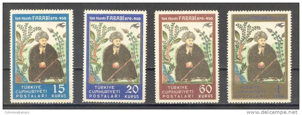 (S1182) TURKEY, 1950 (Death Millenary Of Farabi, Arab Philosopher). Complete Set. Mi ## 1266-1269. MNH** - Neufs