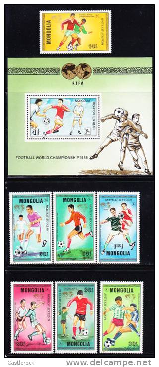 B)1986 MONGOLIA SET(7) SCN1502-1509 FIFA´86 WORLD CUP SOCCER MNH SOUVENIR SHEET - 1986 – México