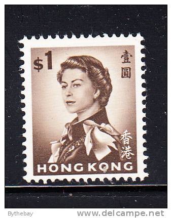 Hong Kong Scott #212 MH $1 Elizabeth II, Dark Brown - Nuovi