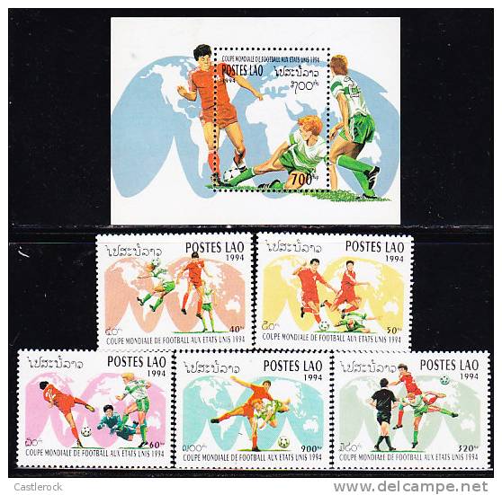 B)1994 LAOS SET(5) SCN1164-1169 WORL CUP SOCCER CHAMPIONSHIP´94, U.S. MNH SOUNEVIR SHEET - 1994 – Verenigde Staten