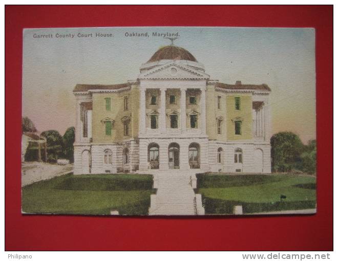 Maryland >  Oakland   Garett County Court House  Hand Colored    =========  Ref 284 - Sonstige & Ohne Zuordnung