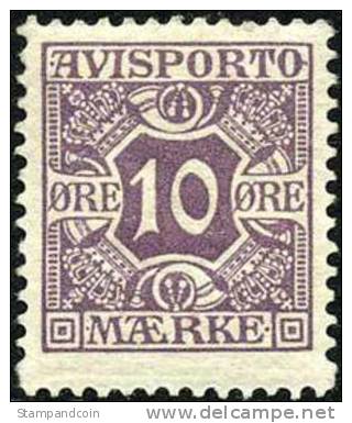 Denmark P4 XF Mint Hinged 10o Newspaper Stamp From 1907 - Neufs