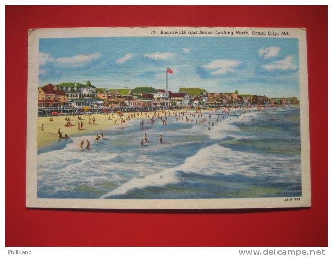 Maryland > Ocean City  -- Boardwalk & Beach Looking North   1962 Cancel      =========  Ref 285 - Ocean City