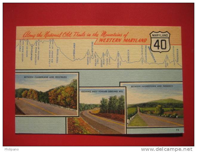 Maryland >    Along The National Trails Marylnd 40   Linen  --- ======  ---ref 285 - Other & Unclassified