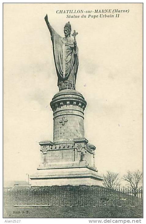 51 - CHATILLON-sur-MARNE - Statue Du Pape Urbain II (Edit. J.B.) - Châtillon-sur-Marne