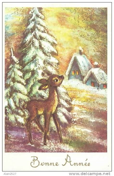 Bonne Année (Biche, Sapins, Maisons, Neige, ...)  (JC) - Nouvel An