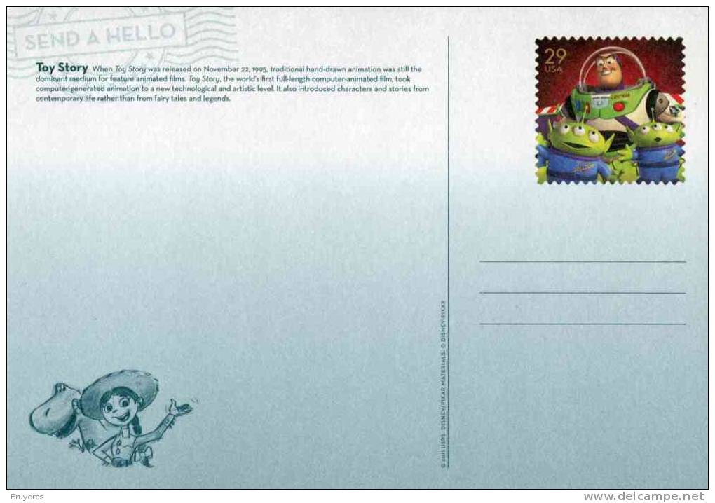 Entier Postal Des USA Sur Carte Postale Avec Timbre Et Illustration "Toy Story" - 2011-...