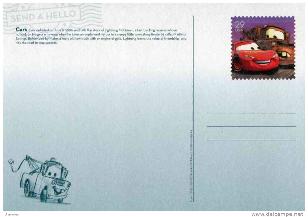 Entier Postal Des USA Sur Carte Postale Avec Timbre Et Illustration "Cars" - 2011-...