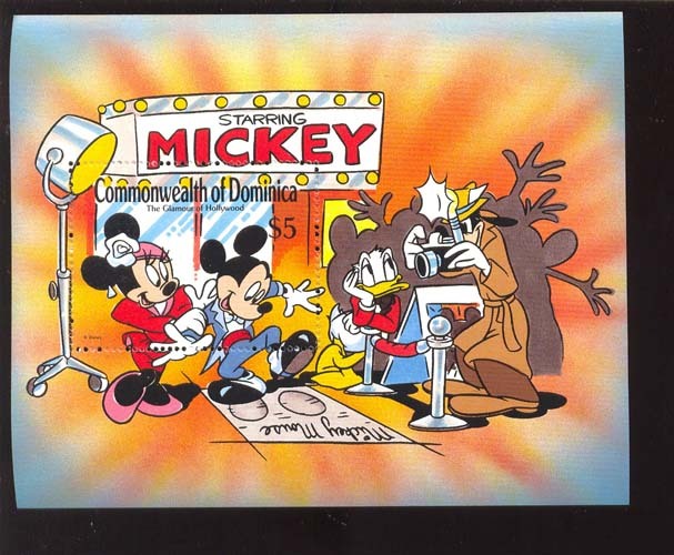 DOMINICA   1217 MINT NEVER HINGED SOUVENIR SHEET OF DISNEY ; HOLLYWOOD   #  123  ( - Disney