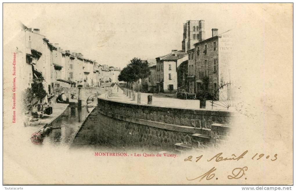 CPA 42 MONTBRISON LES QUAIS DU VIZEZY 1903 - Montbrison