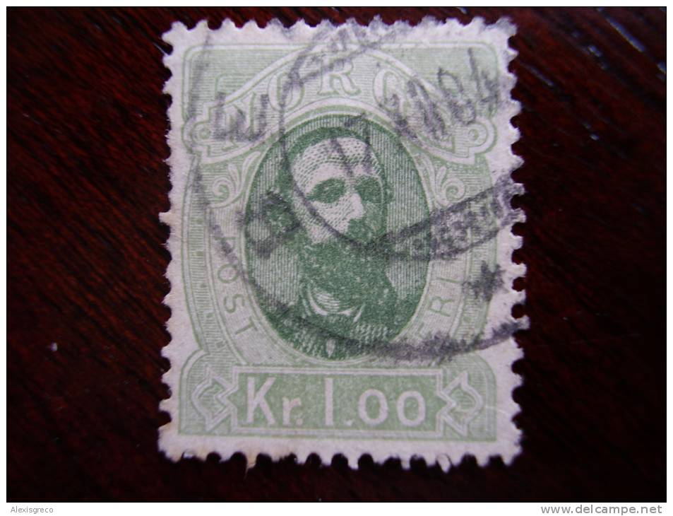 NORWAY 1878 HIGH VALUE 1 Krone USED. - Gebruikt