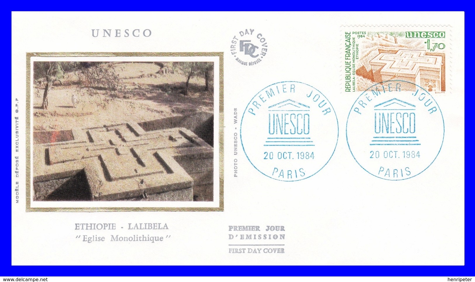 79 (Yvert) Sur FDC Illustrée Sur Soie - U.N.E.S.C.O. - Église Monolithique De Lalibela (Éthiopie) - France 1984 - 1980-1989