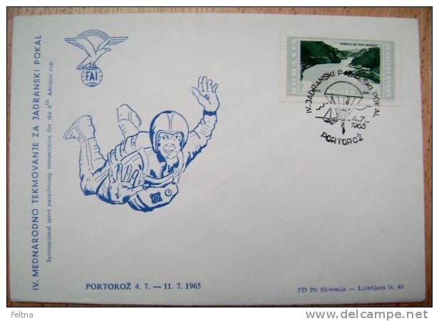 1965 YUGOSLAVIA COVER FOR PARACHUTTING COMPETITION FOR ADRIA CUP IN PORTOROZ - Paracadutismo