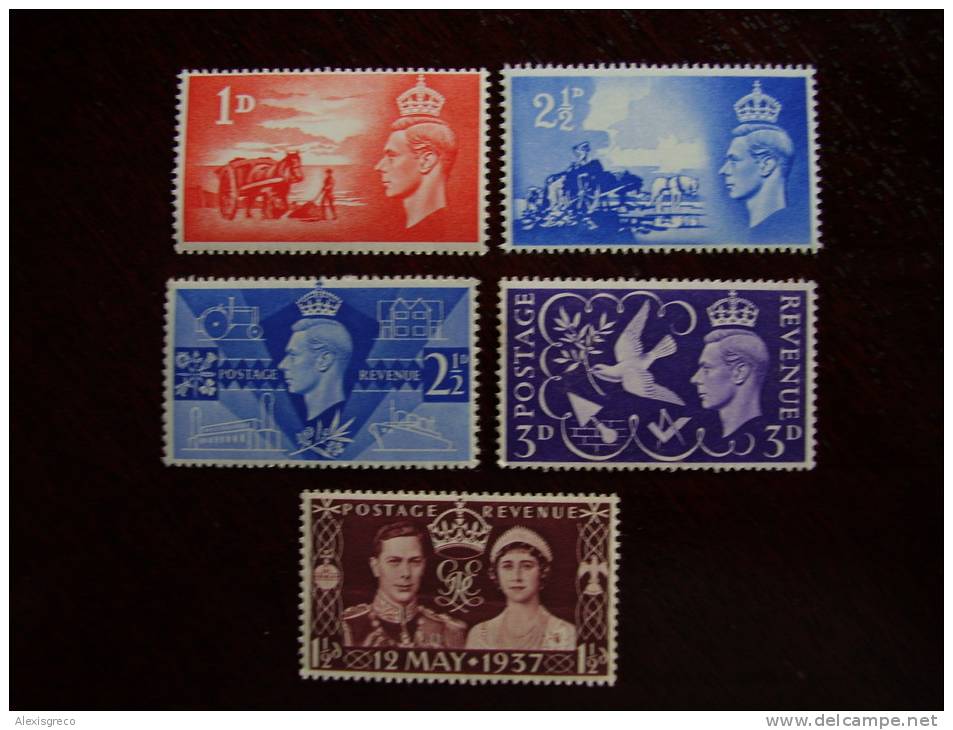 G.B. THREE EARLY COMMEMORATIVE SETS Between 1937-1948. - Unused Stamps
