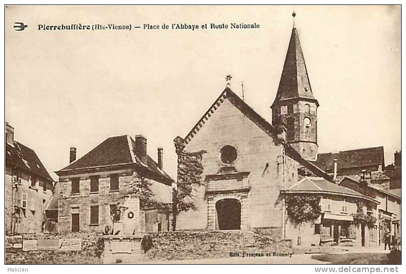 Haute Vienne - Ref A274- Pierrebuffiere - Place De L Abbaye Et Route Nationale  - Carte Bon Etat - - Pierre Buffiere