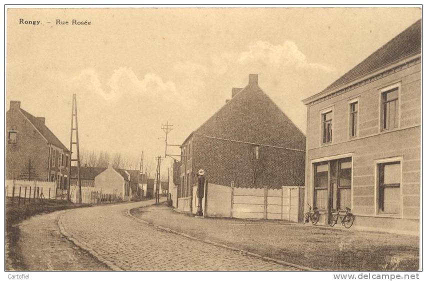 RONGY-RUE ROSEE-POMPE D'ESSANCE-SHELL-ULTRARARE!!-PHOTO R. DESTREBECQ-RONGY - Brunehaut