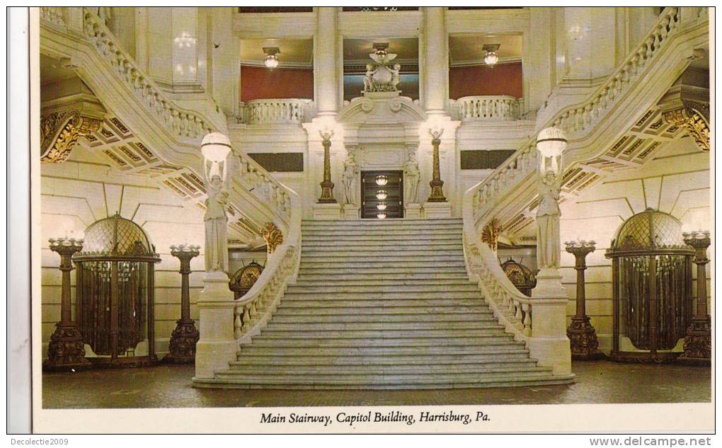 B32585 Main Stairway Capitol Building Pennsylvania Harrisburge Not Used Perfect Shape - Harrisburg