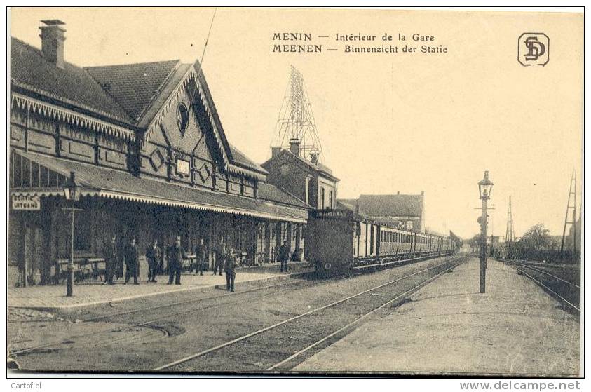 MEENEN-BINNENZICHT DER STATIE-STATION-GARE-STOOMTREIN-PERSONEEL-UITGAVE DS - Menen