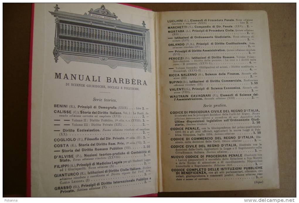 PAT/41 CODICE DI COMMERCIO Del Regno D´Italia Barbera Ed.1912 - Recht Und Wirtschaft