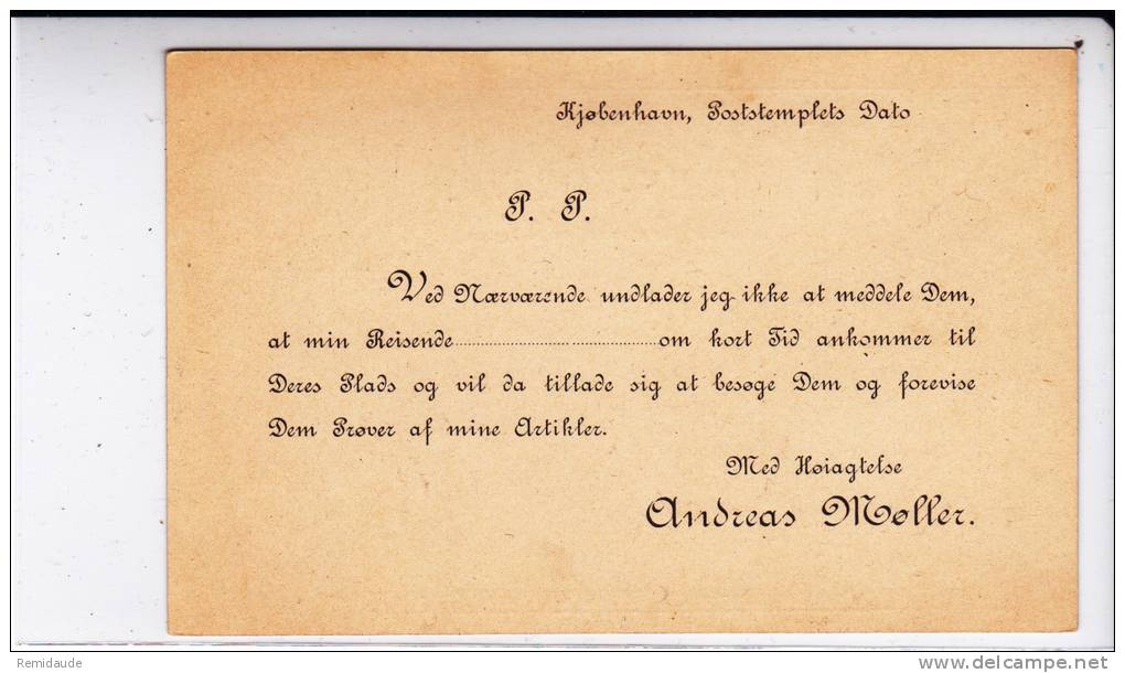 DANEMARK - RARE CARTE POSTALE ENTIER REPIQUEE NEUVE - Postal Stationery