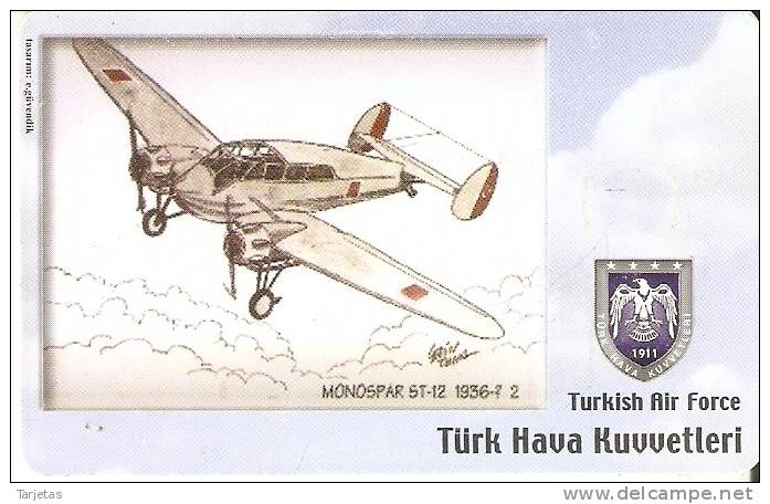 TARJETA DE TURQUIA DE UN AVION MONOSPAR ST-12 (AVION-PLANE) - Avions