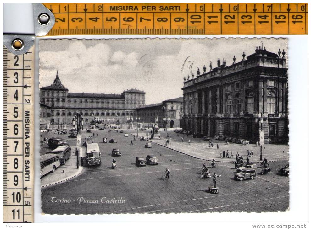 E356 Torino - Piazza Castello -auto Cars Voitures - Autobus / Viaggiata 1958 - Places & Squares