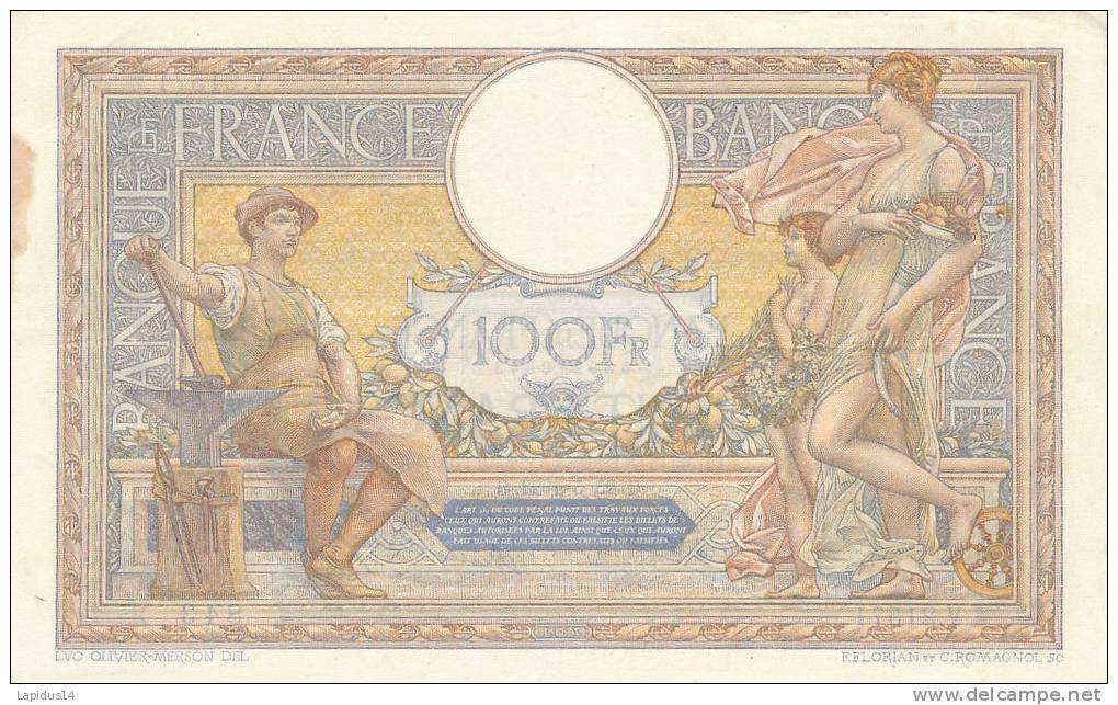 BILLET / 100 FRANCS  LOUIS OLIVIER MERSON TB 25-5-1928 - 100 F 1908-1939 ''Luc Olivier Merson''