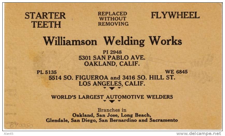 Williamson Welding Works Risque Humor Advertisement, California Automotive Welding Company - Other & Unclassified