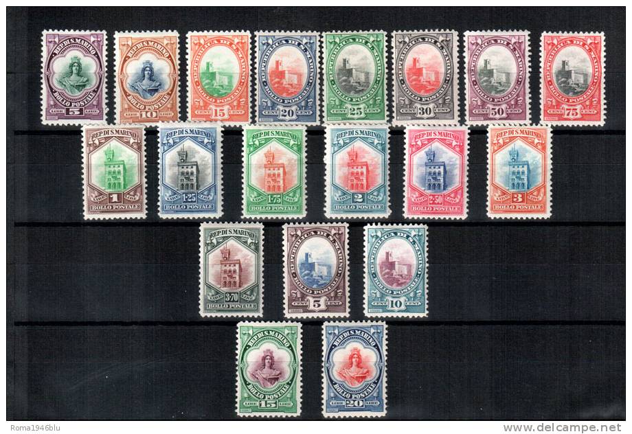 S. MARINO 1929 VEDUTE 19 V. CENTRATI ** MNH C. DIENA - Unused Stamps