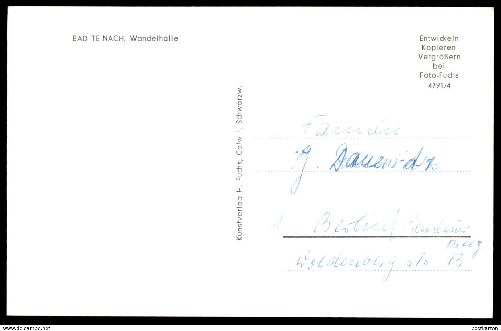 ÄLTERE POSTKARTE BAD TEINACH WANDELHALLE Schwarzwald Postcard Cpa AK Ansichtskarte - Bad Teinach