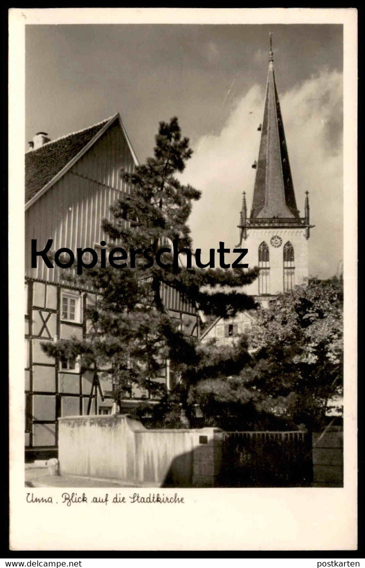 ALTE POSTKARTE UNNA BLICK AUF DIE STADTKIRCHE Kirche Church église Baum Tree Arbre Postcard Cpa AK Ansichtskarte - Unna