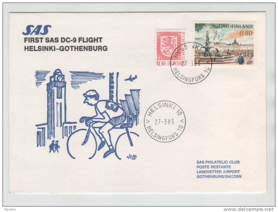 Finland First SAS DC-9 Flight Helksinki - Gothenburg 27-3-1983 - Lettres & Documents