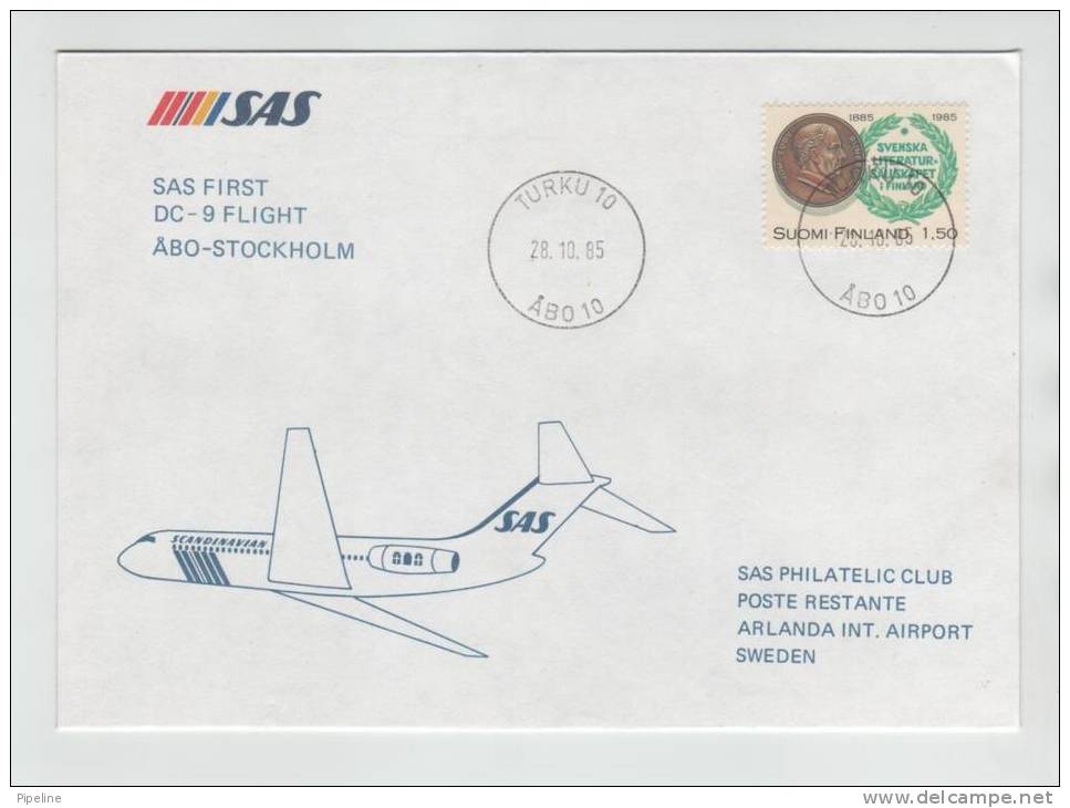 Finland First SAS DC-9 Flight Abo - Stockholm 28-10-1985 - Covers & Documents