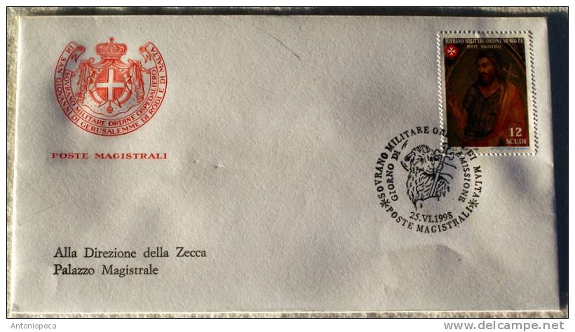 SMOM 1998- ORIGINAL FDC SAN GIOVANNI 1998 LIMITED EDITION - Sovrano Militare Ordine Di Malta