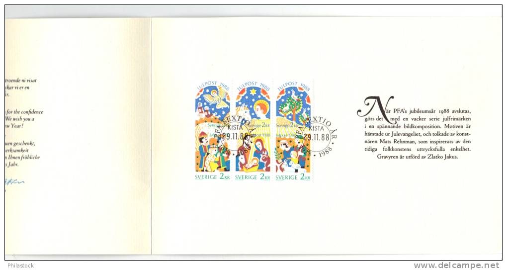 SUEDE1988 Encart De Luxe FDC Noel - FDC