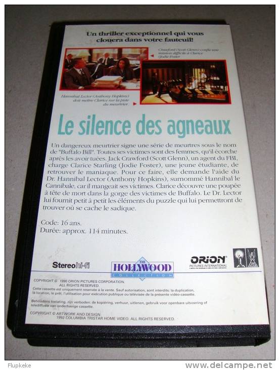 Vhs Pal Le Silence Des Agneaux The Silence Of The Lambs Jonathan Demme 1990 Version Française - Horror