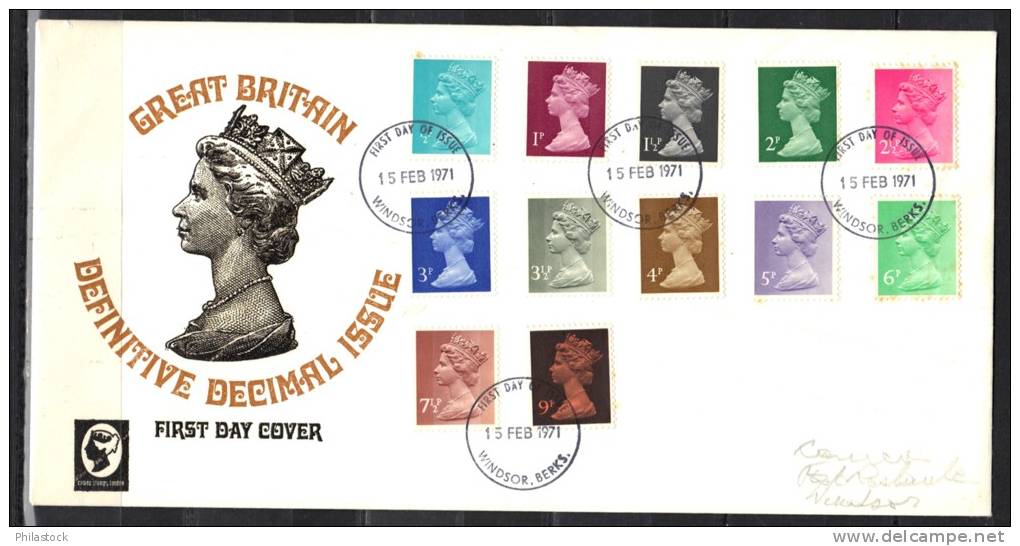 GRANDE BRETAGNE1971 Enveloppe FDC Voyagée - 1952-1971 Em. Prédécimales