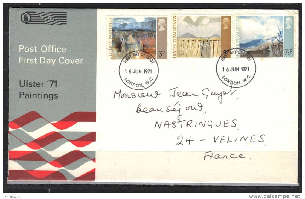 GRANDE BRETAGNE1971 Enveloppe FDC Voyagée - 1952-71 Ediciones Pre-Decimales