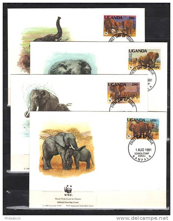 UGANDA 1991 Obl. S/FDC - Elefanten